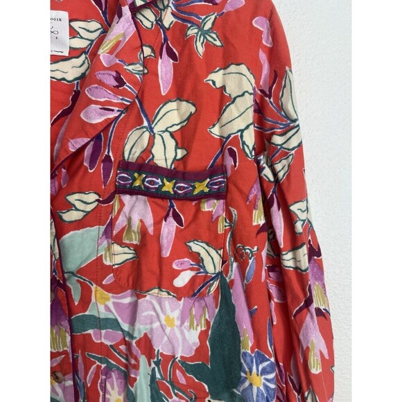 ANTHROPOLOGIE Lil Sire Cheetah Dreams Flannel Sleep Top Lounge Art Animal Medium - Picture 7 of 13